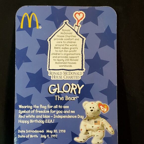 TY McDonalds Beanie Babies Glory the Bear 1999 Retired - Picture 6 of 7